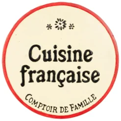Dessous de plat en fonte "Cuisine française" ivoire et rouge d25cm
