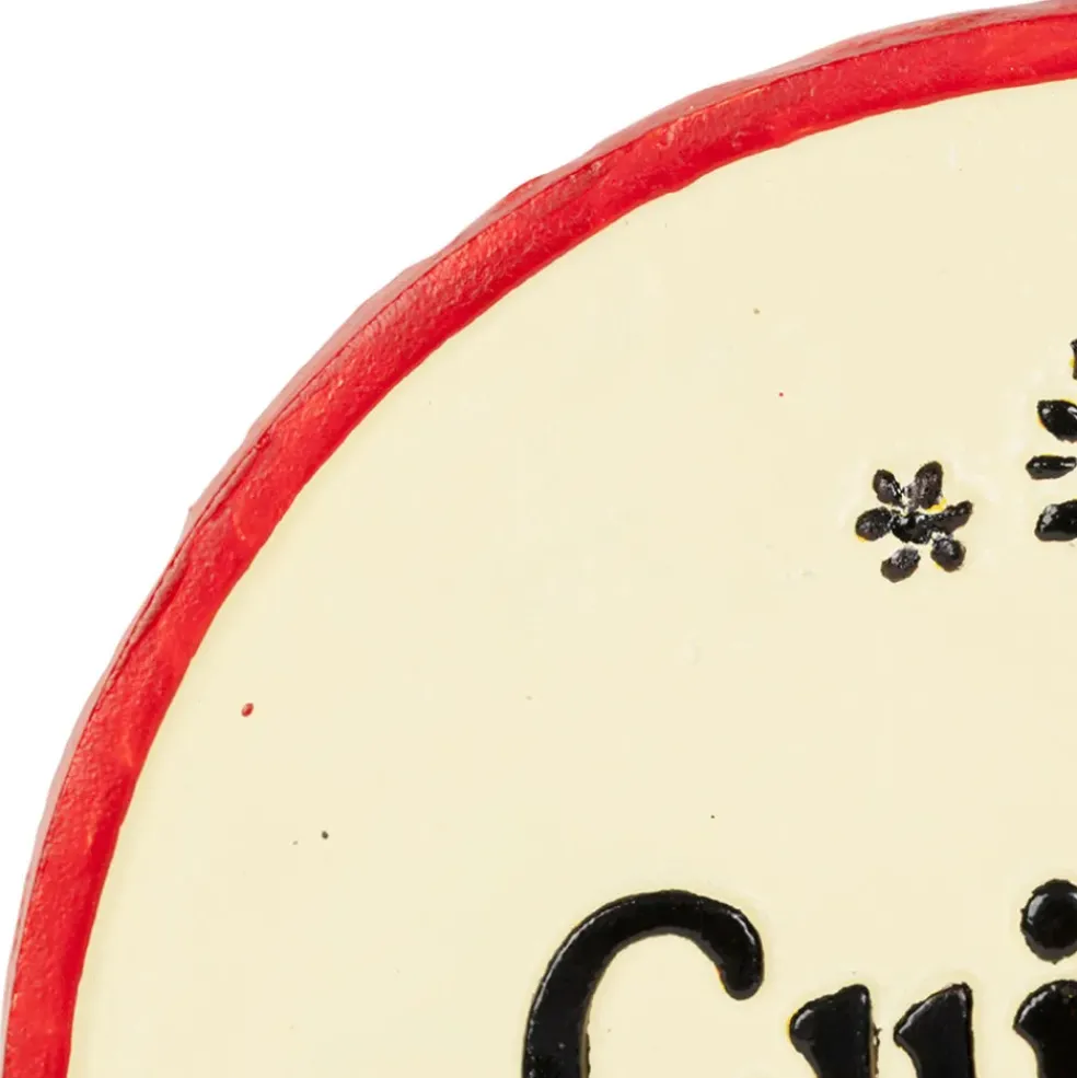 Dessous de plat en fonte "Cuisine française" ivoire et rouge d25cm