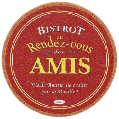 Dessous de plat en liège rouge et jaune d20cm - Bistrot Des Amis