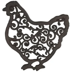 Dessous de plat poule en fonte brun - Basse-Cour