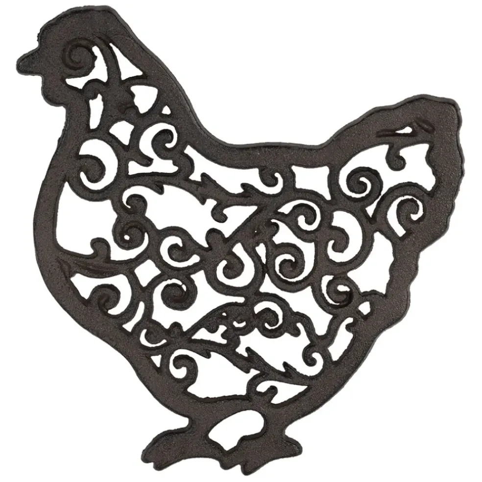 Dessous de plat poule en fonte brun - Basse-Cour