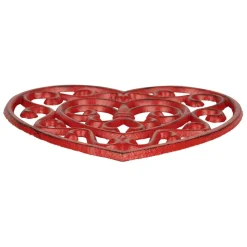 Dessous plat en fonte cœur rouge - rhodonea