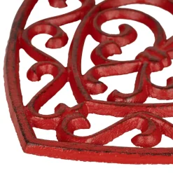 Dessous plat en fonte cœur rouge - rhodonea