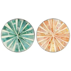 Dessous verre x2 monarque vert et corail en nacre