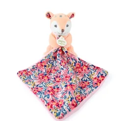 Doudou Faon pantin avec mouchoir rose H12cm - Boh'Aime