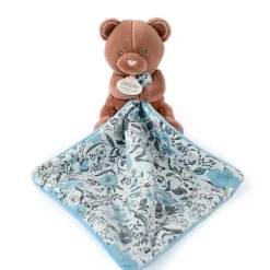 Doudou ours pantin avec mouchoir bleu H12cm - Boh'Aime