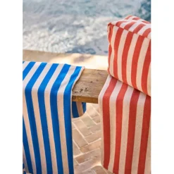 Drap de plage en coton rayé indigo et blanc 180x90cm - Palma