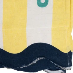 Drap de plage en coton rayé jaune et bleu 170x85cm - Medi