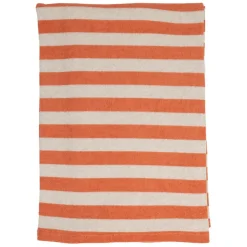 Drap de plage en coton rayé corail et blanc 180x90cm - Palma