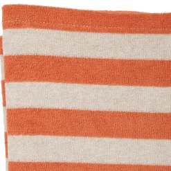 Drap de plage en coton rayé corail et blanc 180x90cm - Palma
