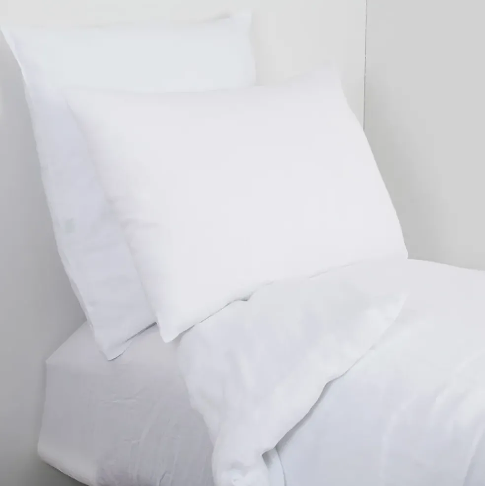 Drap housse dili blanc 140x200cm en voile de coton lavé
