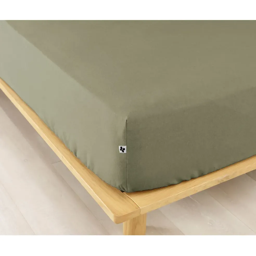 Drap housse en flanelle romarin 140x190cm - Candice