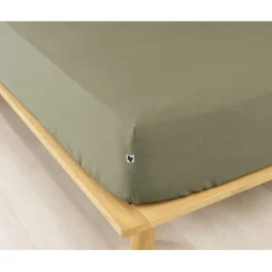 Drap housse en flanelle romarin 160x200cm - Candice