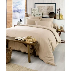 Drap housse en flanelle sable 180x200cm - Candice