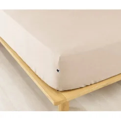 Drap housse en flanelle sable 160x200cm - Candice