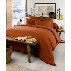 Drap housse en flanelle tomette 140x190cm - Candice