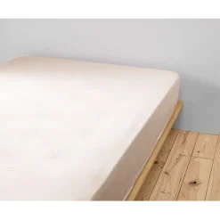 Drap housse en gaze de coton unie pampa 160x200cm - Gaia