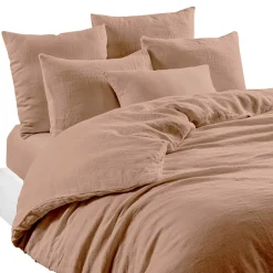 Drap housse en lin et coton cimarron 160x200cm - Limy