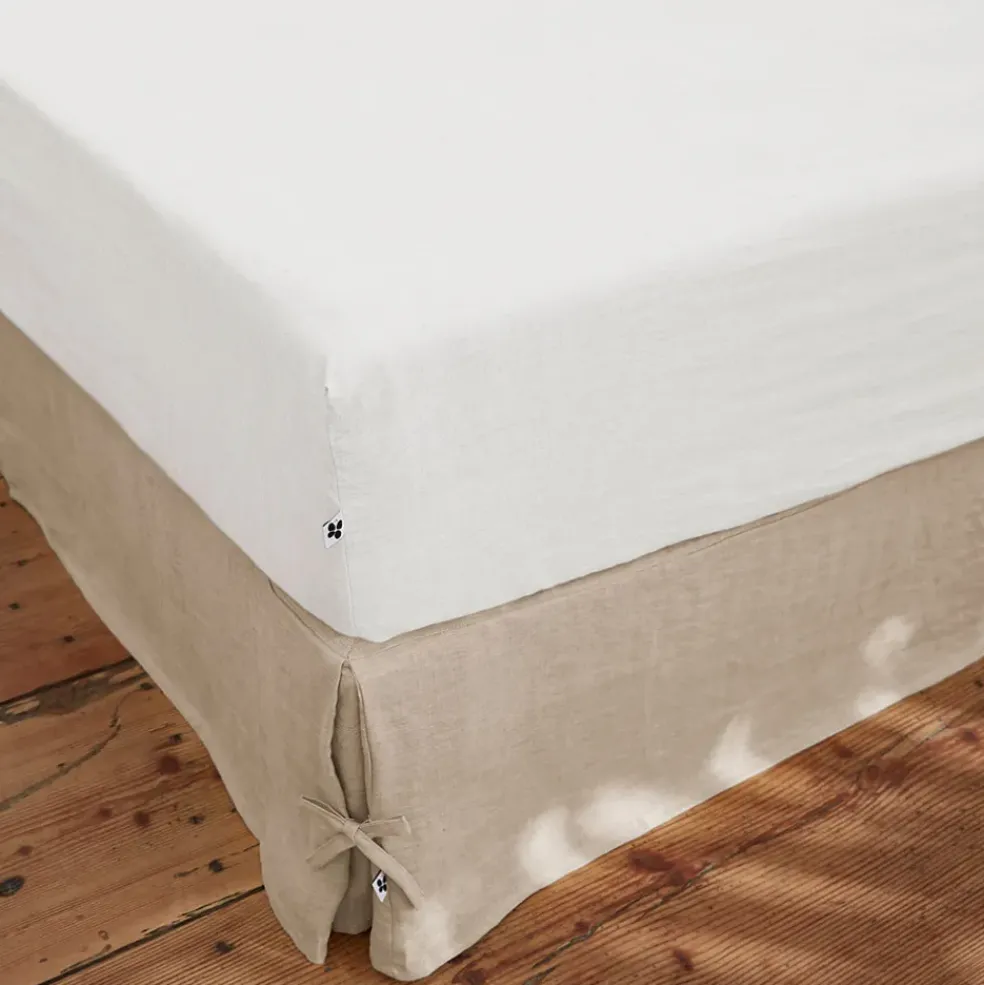 Drap housse en lin lavé craie 140x190cm - Soline