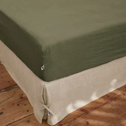 Drap housse en lin lavé thym 160x200cm - Soline