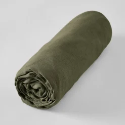 Drap housse en lin lavé thym 140x190cm - Soline