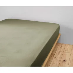 Drap housse romarin en gaze de coton 140x190cm - Gaia