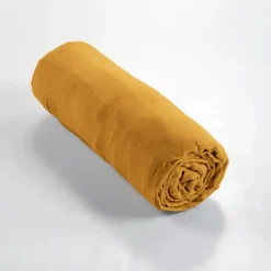Drap housse safran en gaze de coton 160x200cm - Gaia