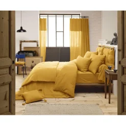Drap housse safran en gaze de coton 140x190cm - Gaia