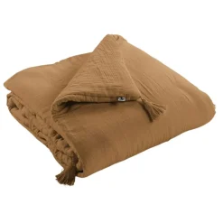 Edredon camel en gaze de coton 150x150cm - Gaia