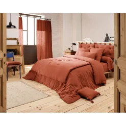 Edredon en gaze de coton terracotta 150x150cm - Gaia