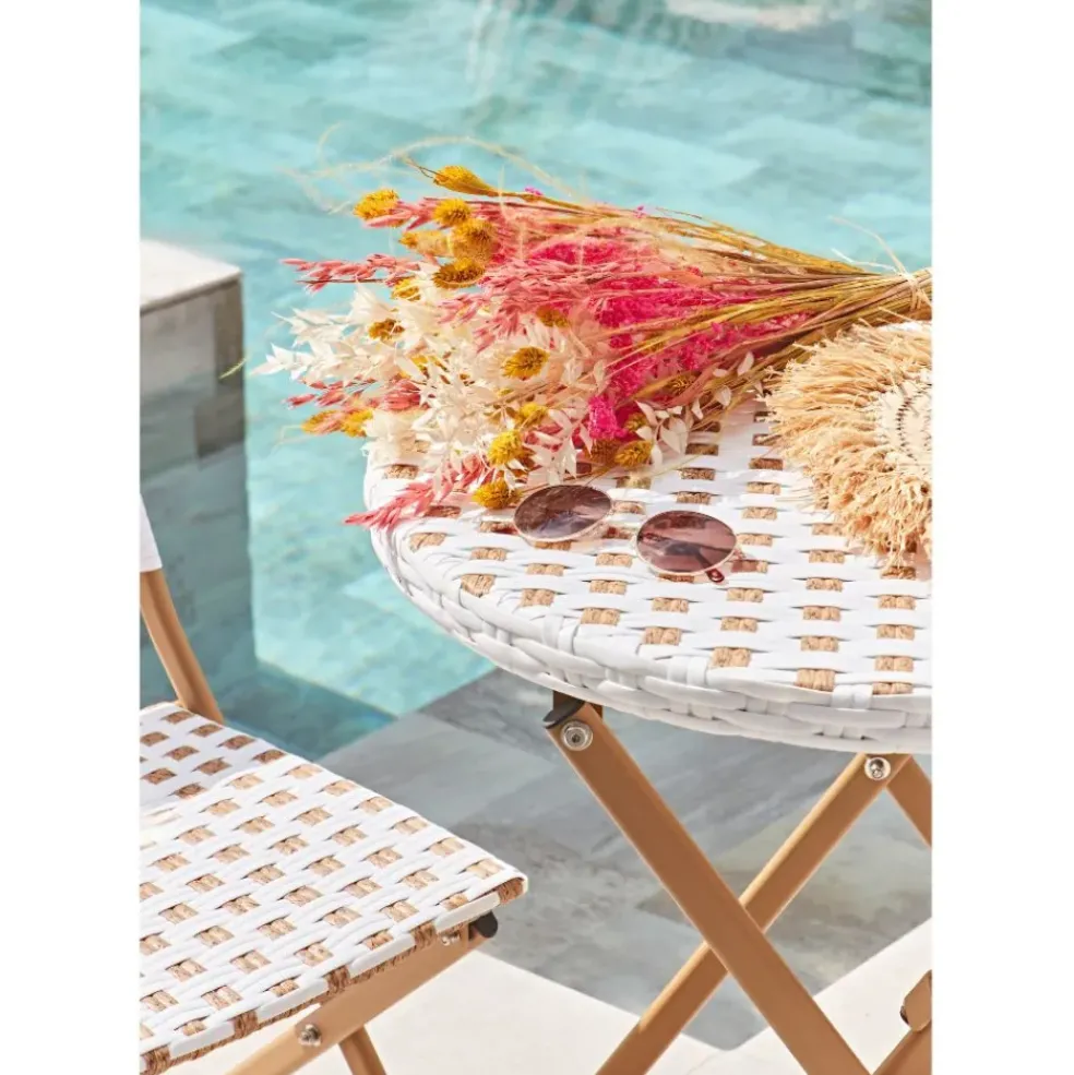 Ensemble table et chaises de jardin en résine naturelle - Bellano