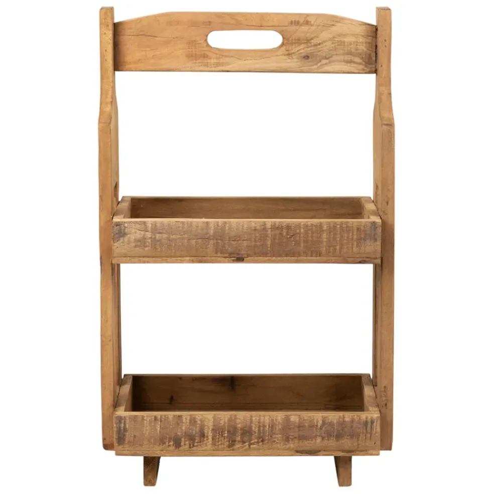 Etagere 2 paniers en bois recyclé naturel h65.5cm - Campagne