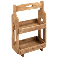 Etagere 2 paniers en bois recyclé naturel h65.5cm - Campagne