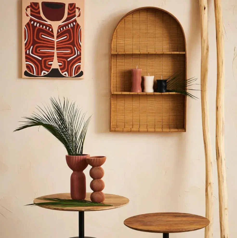 Etagere murale 3 niveaux en bambou naturel h80cm - Plaka