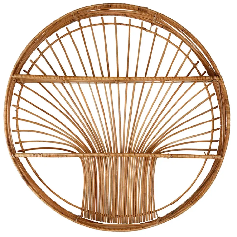Etagere murale ronde en rotin naturel - Floraly