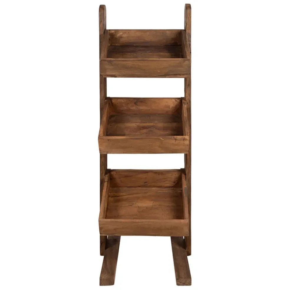 Etagère 3 plateaux en bois recyclés naturel H100cm - Campagne
