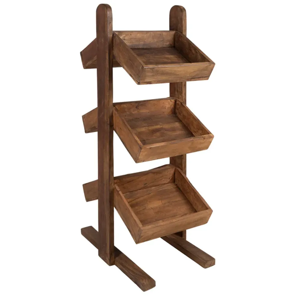 Etagère 3 plateaux en bois recyclés naturel H100cm - Campagne