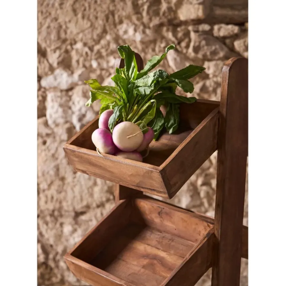 Etagère 3 plateaux en bois recyclés naturel H100cm - Campagne