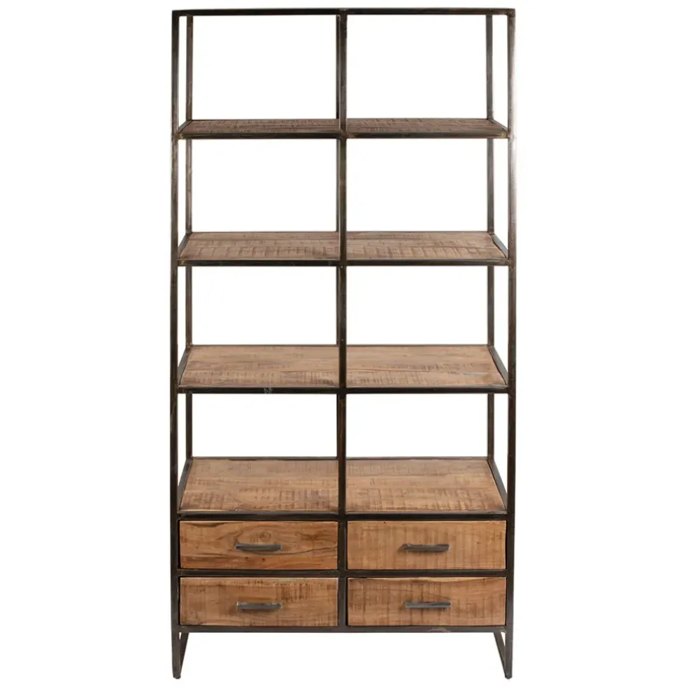 Etagère en fer noir et bois d' acacia H200cm- Factory