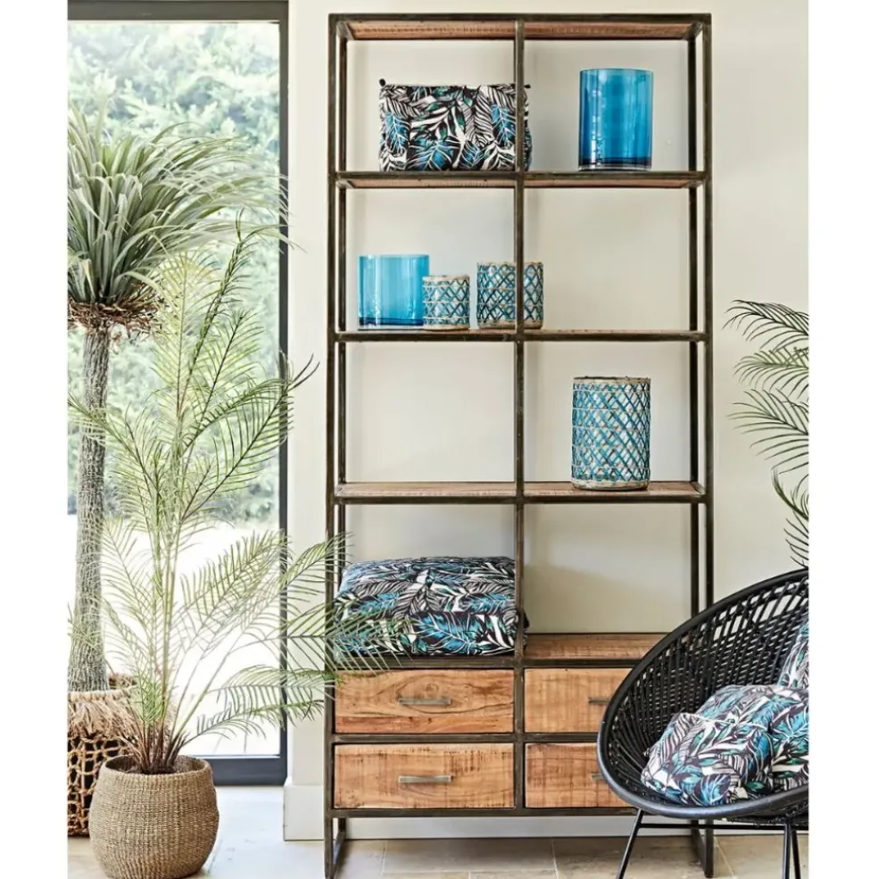 Etagère en fer noir et bois d' acacia H200cm- Factory