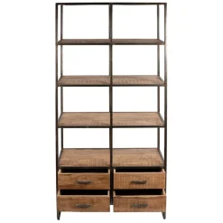 Etagère en fer noir et bois d' acacia H200cm- Factory