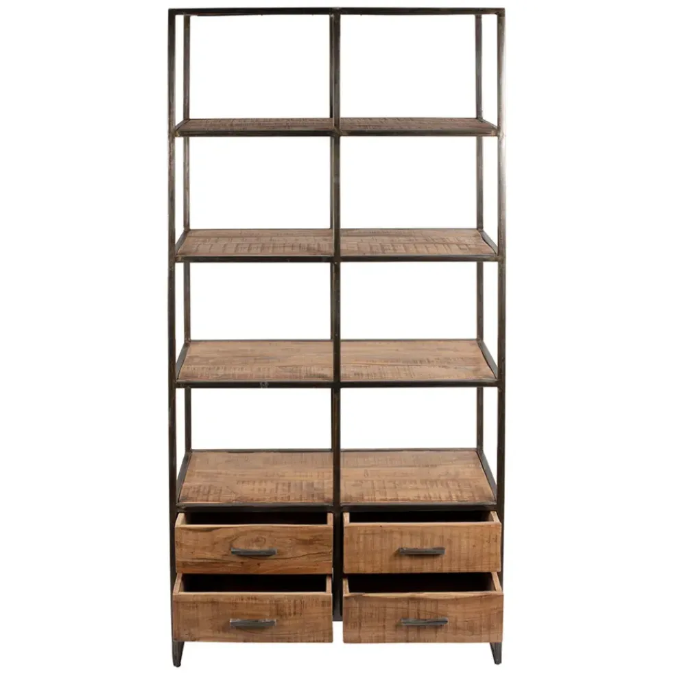 Etagère en fer noir et bois d' acacia H200cm- Factory