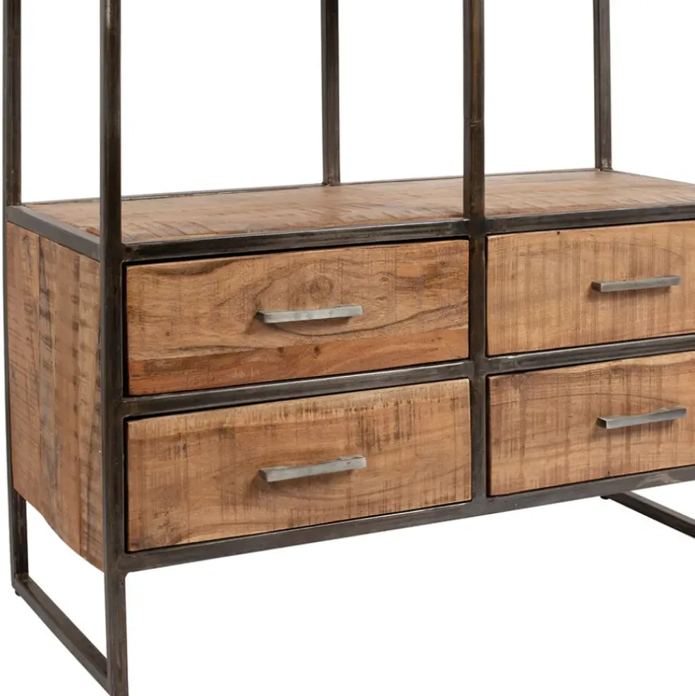 Etagère en fer noir et bois d' acacia H200cm- Factory