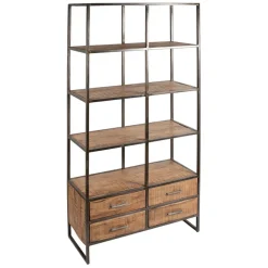 Etagère en fer noir et bois d' acacia H200cm- Factory