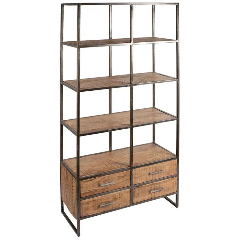 Etagère en fer noir et bois d' acacia H200cm- Factory