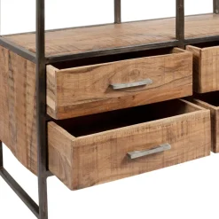 Etagère en fer noir et bois d' acacia H200cm- Factory