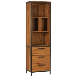 Etagère en teck massif recycle avec 3 tiroirs H190cm - Alix
