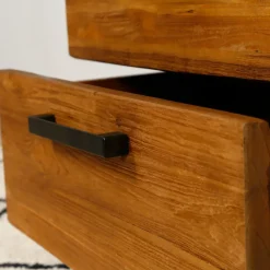 Etagère en teck massif recycle avec 3 tiroirs H190cm - Alix