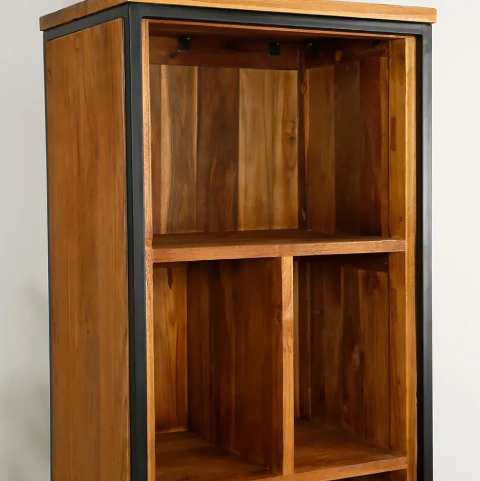 Etagère en teck massif recycle avec 3 tiroirs H190cm - Alix