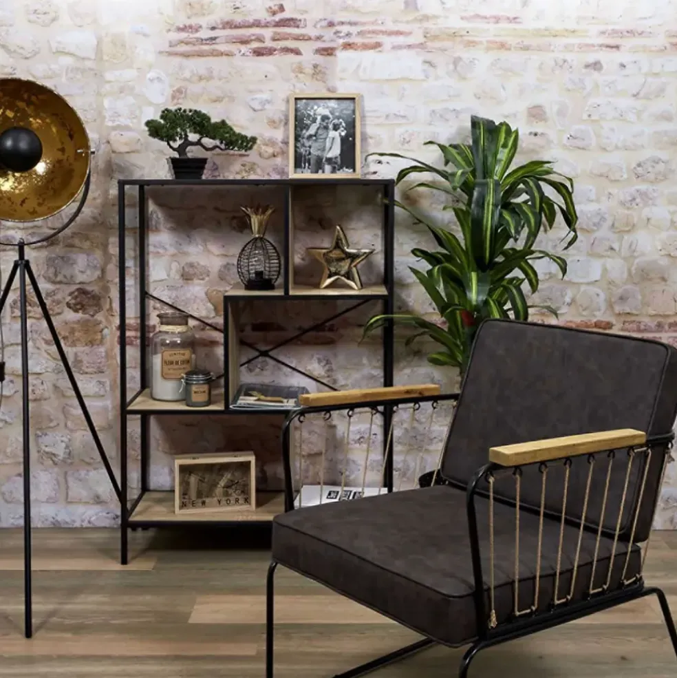 Etagère industrielle en bois et métal H113cm - Edgard